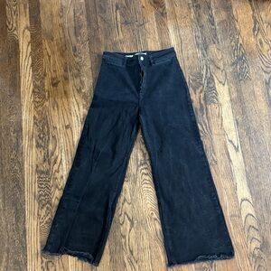 Mango Black High-Waist Wide Leg Jeans